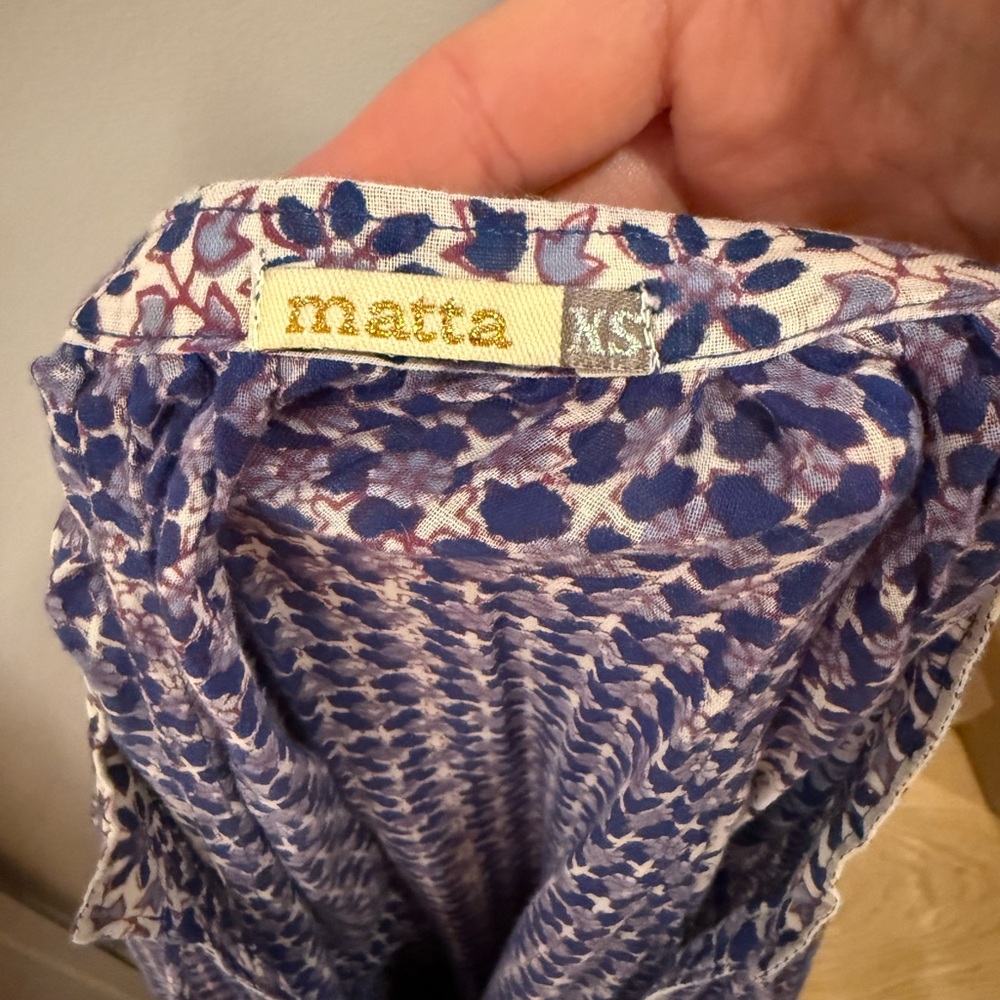Matta Yamini Booj Tunic Style Blue and Purple Patterned Flowy Maxi Dress - Picture 4 of 8